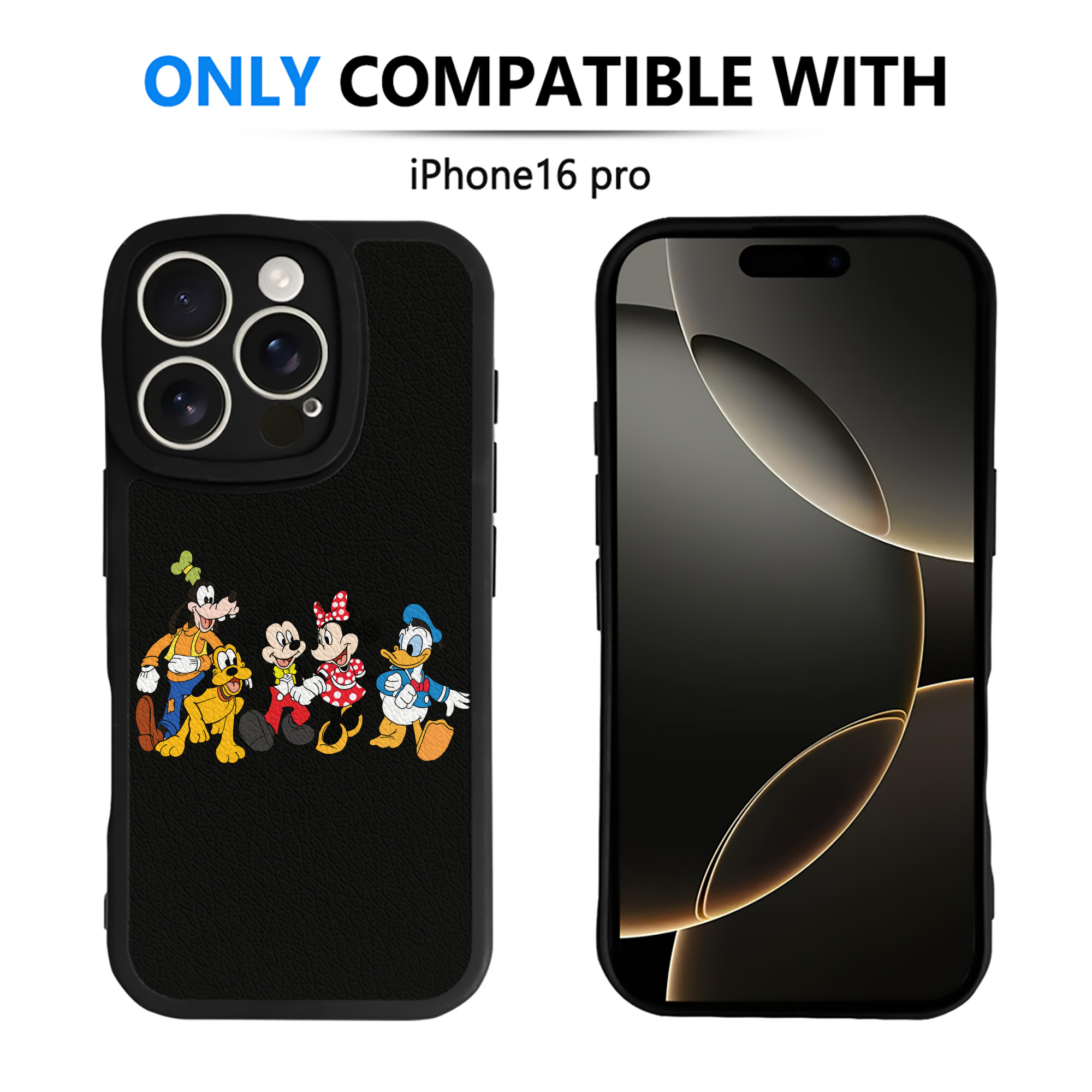 （画像用） ミッキーマウス Mickey Mouse 【iPhone 16シリーズ対応】シリコンスマホケース（レザー調） 材質：シリコン
